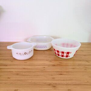 Mixed Lot of Vintage Milk Glass Bowl & Mini Casseroles